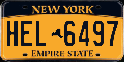 NY license plate HEL6497