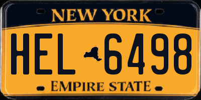 NY license plate HEL6498