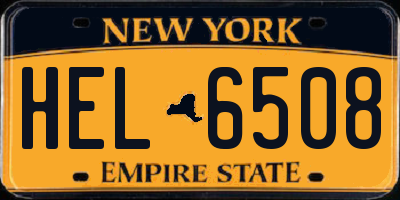 NY license plate HEL6508
