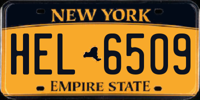 NY license plate HEL6509