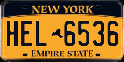 NY license plate HEL6536