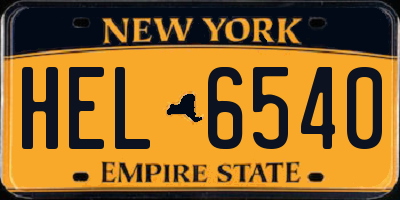 NY license plate HEL6540