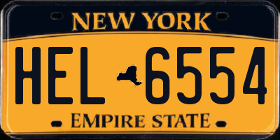 NY license plate HEL6554