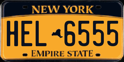 NY license plate HEL6555