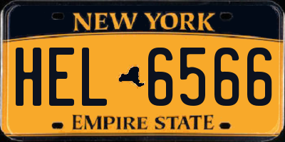 NY license plate HEL6566