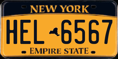 NY license plate HEL6567
