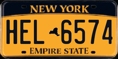 NY license plate HEL6574