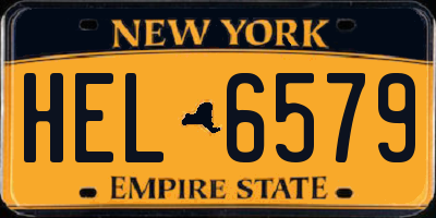 NY license plate HEL6579
