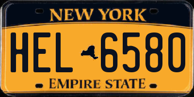 NY license plate HEL6580