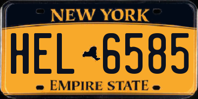 NY license plate HEL6585