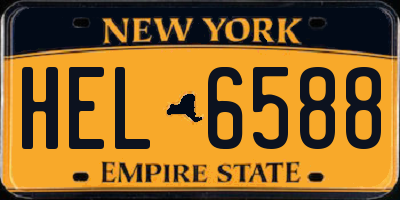 NY license plate HEL6588