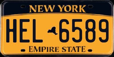 NY license plate HEL6589