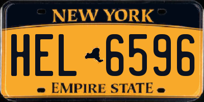 NY license plate HEL6596