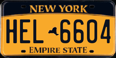 NY license plate HEL6604