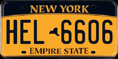 NY license plate HEL6606