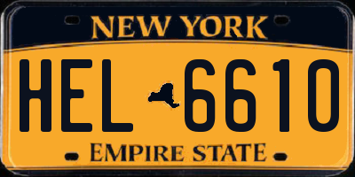 NY license plate HEL6610