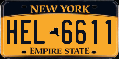 NY license plate HEL6611