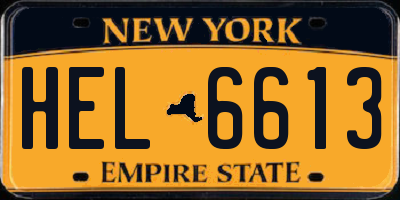 NY license plate HEL6613