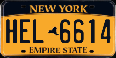 NY license plate HEL6614