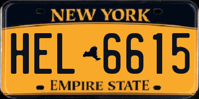 NY license plate HEL6615