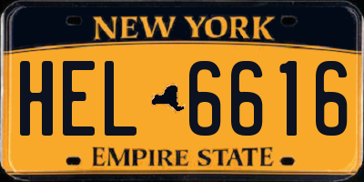 NY license plate HEL6616