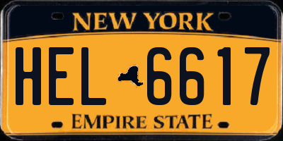 NY license plate HEL6617