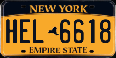 NY license plate HEL6618