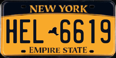 NY license plate HEL6619