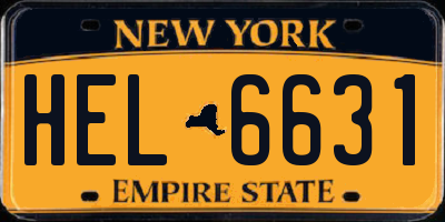 NY license plate HEL6631