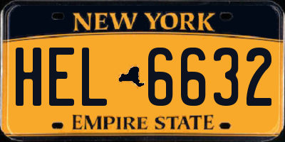 NY license plate HEL6632