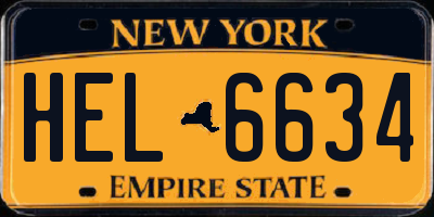 NY license plate HEL6634