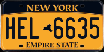 NY license plate HEL6635