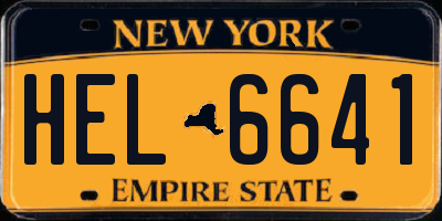 NY license plate HEL6641