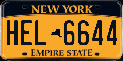 NY license plate HEL6644