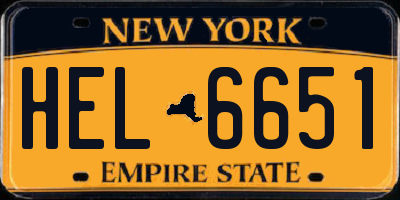 NY license plate HEL6651