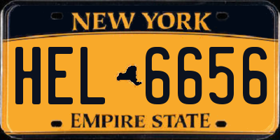 NY license plate HEL6656