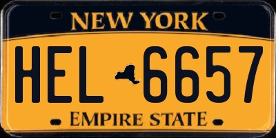 NY license plate HEL6657