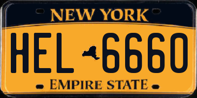 NY license plate HEL6660