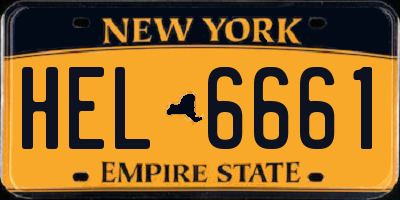 NY license plate HEL6661