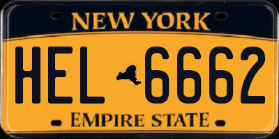 NY license plate HEL6662