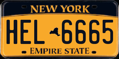 NY license plate HEL6665