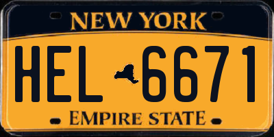 NY license plate HEL6671