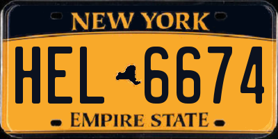 NY license plate HEL6674