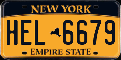 NY license plate HEL6679