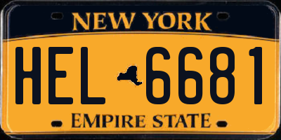 NY license plate HEL6681