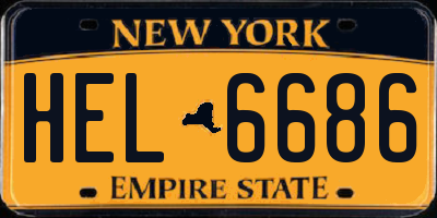 NY license plate HEL6686