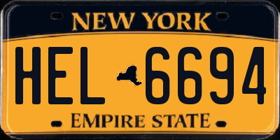 NY license plate HEL6694