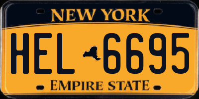 NY license plate HEL6695