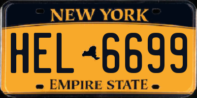 NY license plate HEL6699