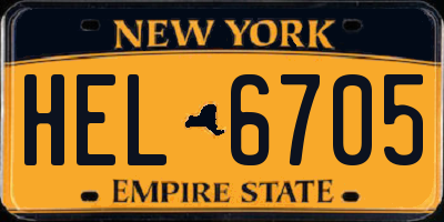 NY license plate HEL6705